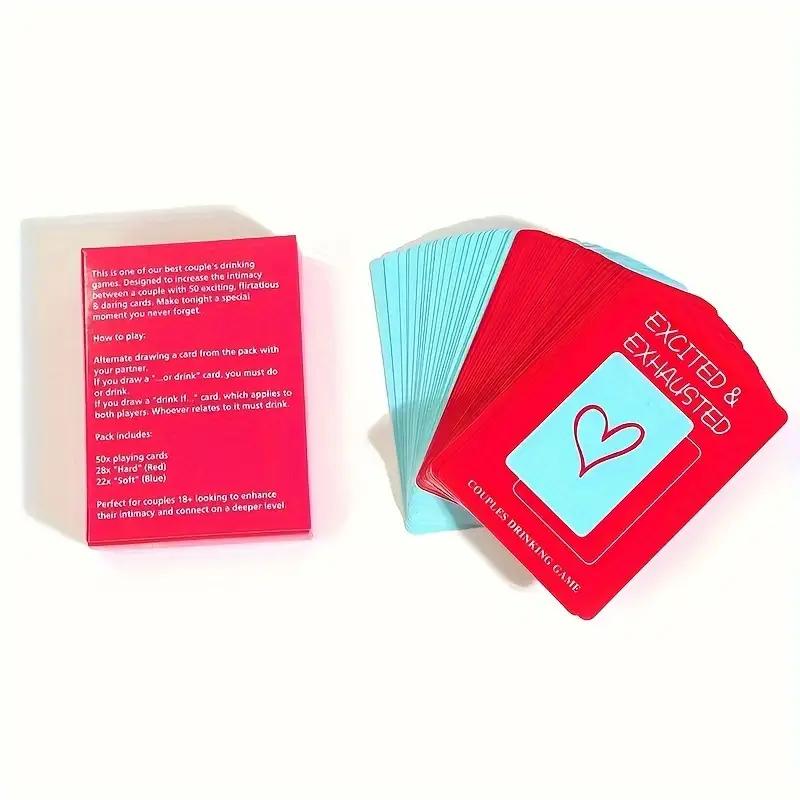 Excited and exhausted and fun card,play games, wine table game familygames, games designed forhusband and wife, festivals partydecoration products, creative smallgifts