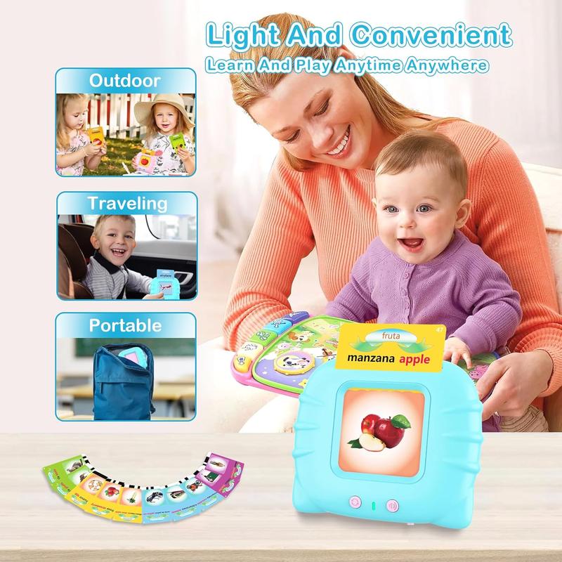 Spanish & English Talking Flash Cards for Boys & Girls 224 Sight Words Toys for Speech Training, Interactive Montessori Learning & Christmas Gifts