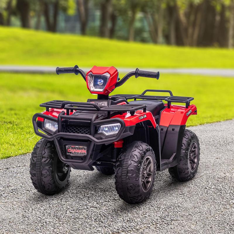 12V Ride on ATV for Kids, Kids Electric 4 Wheeler with Headlight, Music, MP3, Treaded Tires, Battery Powered Kids Quad for Toddler, Red