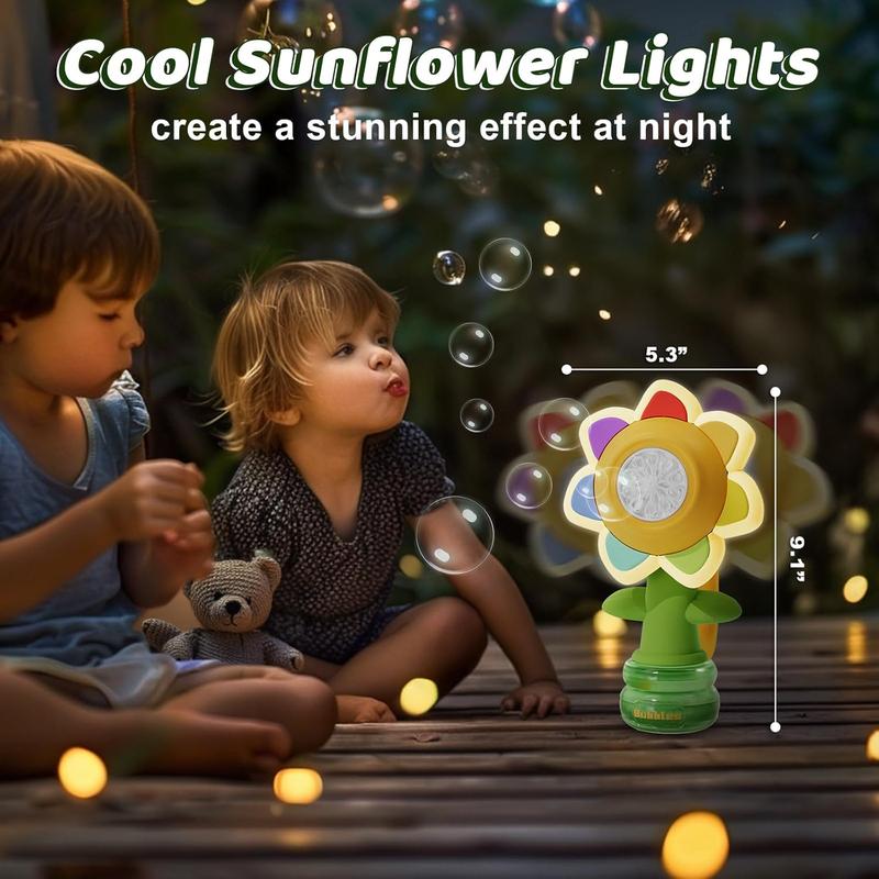 Bubble Machine, Seven-color Flower Bubble Machine, Ambient props for indoor and outdoor birthday parties, Handheld Design,Night Light ,Large Bubble Output,Sunflower,bubble twirler,wubble bubble balls,dinosaur bubblemachine,touchable bubbles,fun bathtoy