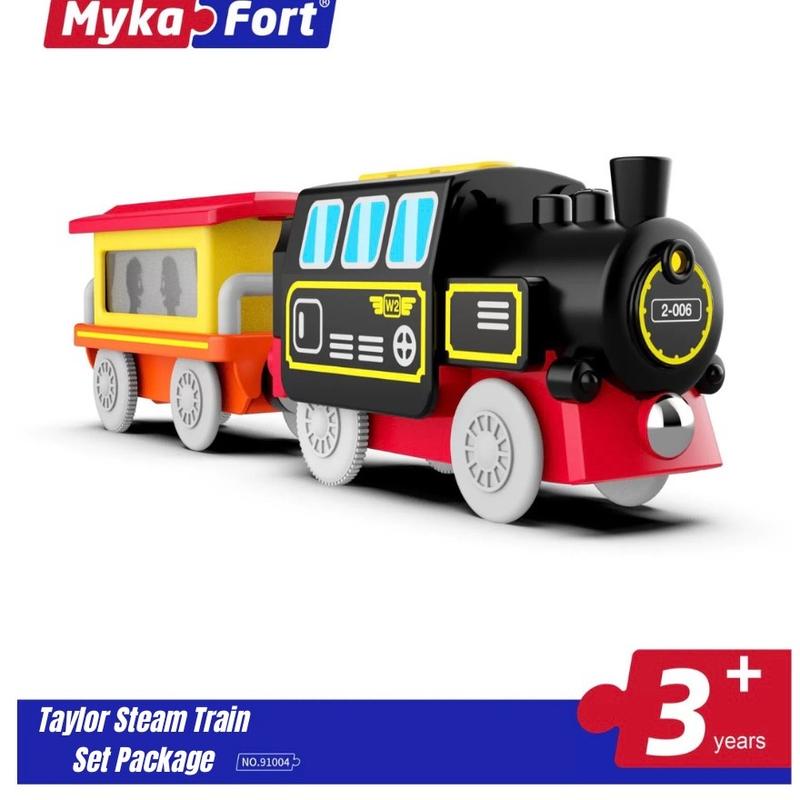 Taylor Steam Train    Motorized Train for Wooden Track, Remote Control Train with Magnetic Connection, Battery Operated Locomotive Train for Toddlers, Compatible with other trains. (Battery not included)