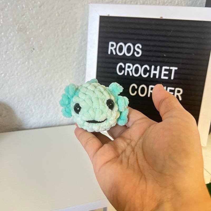 Handmade crochet mini axolotl