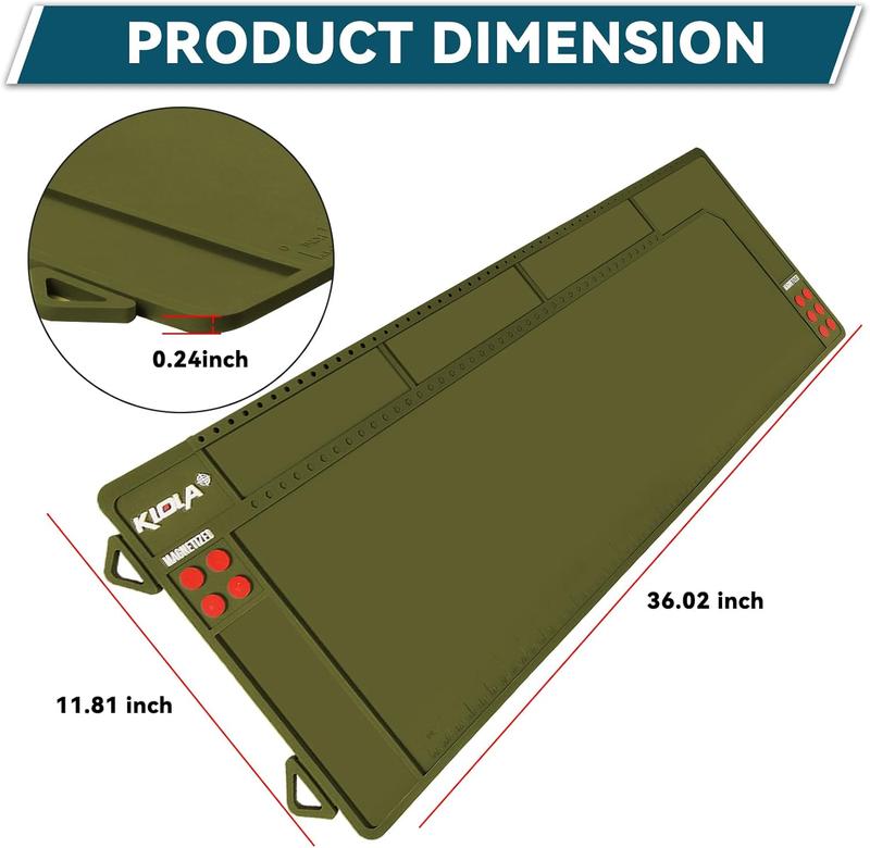 Rifle Shotgun Gun Cleaning Mat Large, Magnetic Gun Cleaning Mats for All Guns, Anti-Slip Rifle Gun Mat with Organizer Parts Tray, Protective Workbench Cleaning Pad Inch Ruler