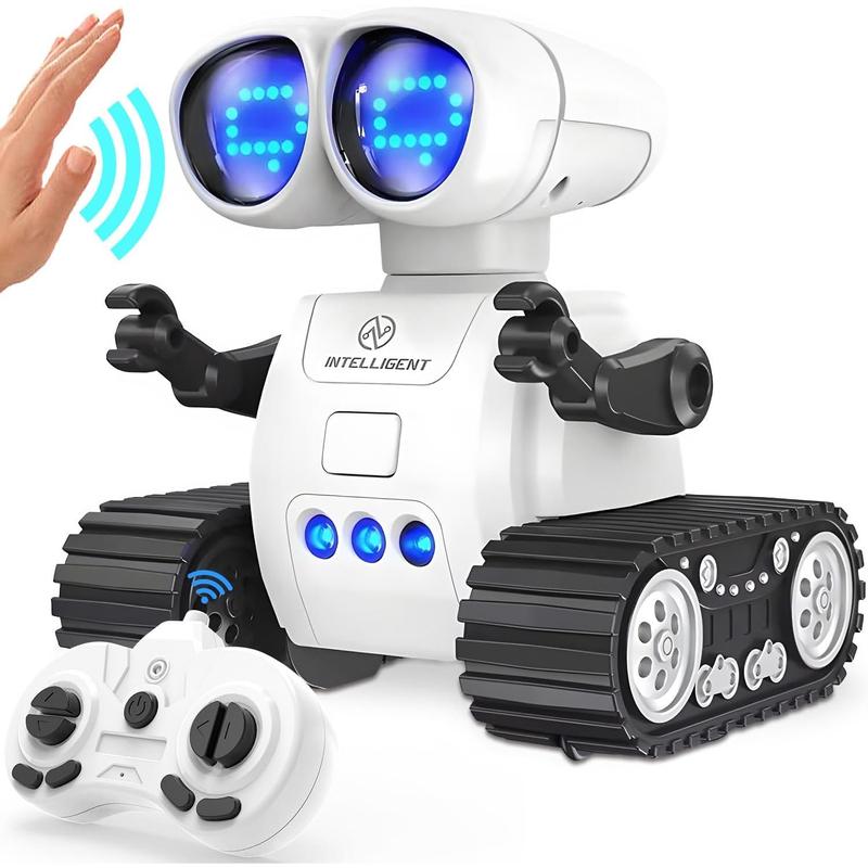 TOY Life Rechargeable Remote Control Robot Toys with Auto-Demonstration, Music & LED Eyes. Walkie Talkie Robot Toys for Kids 7 8 12, Kids Robot Toys Gifts for Boys Girls, Toddler RC Robot (White)