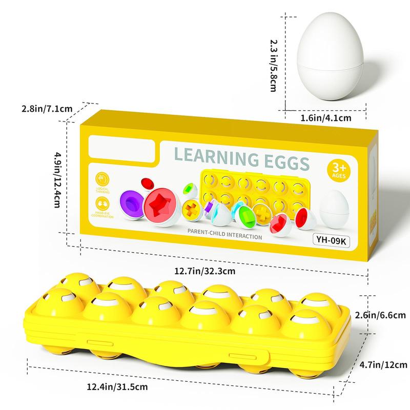 Egg Shaped Matching Toy (1 Set), Educational Color & Shape Recognition Sorter, Busy Board Sensory Toy