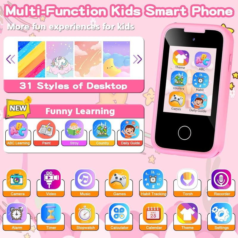 Kids Smart Phone Toys for Girls, Christmas Birthday Gifts for 3-10 Year Old Girl Boy Kids Toys, 2.8