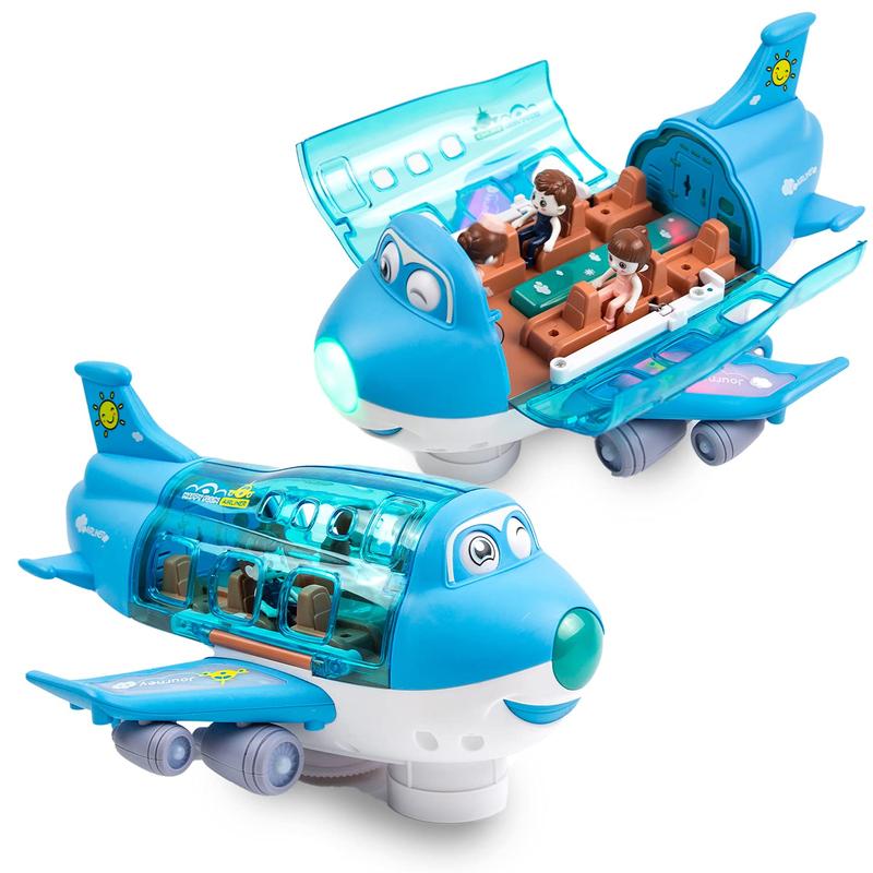 Electric Airplane Toy, 1 Box Airplane Model with LED Flashing Light & Music, Science & Technology Toy for Boys & Girls, Birthday Gift