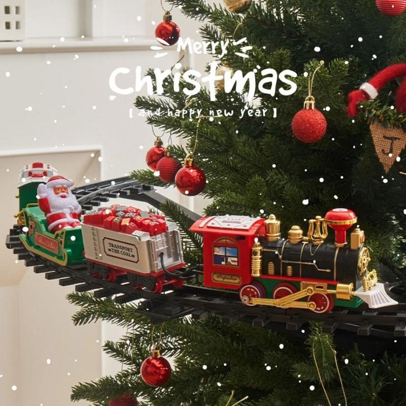 Electric Christmas Remote Control Train with Sound and Light, Hangs on Christmas Tree, Rail Car, Christmas Gift Toys Peripheral Products