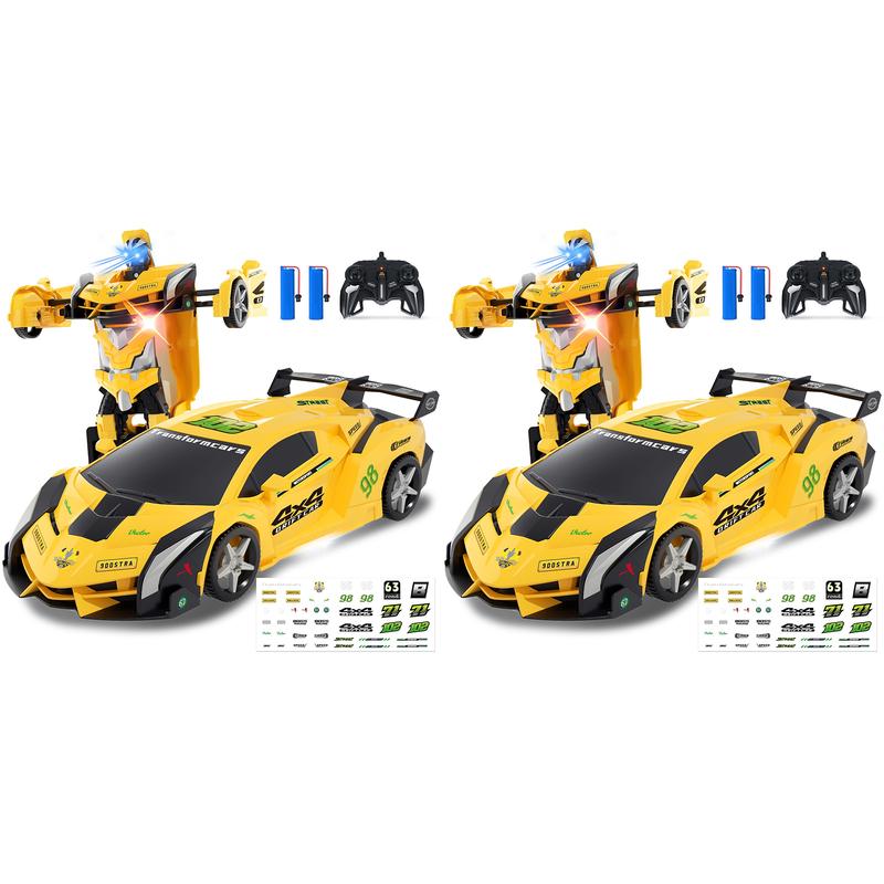 Transformable Robot RC Car+Jet RC Car 2.4GHz-1:18 Scale,Lights,Rotatable Drift,Rechargeable,Christmas Halloween Gift