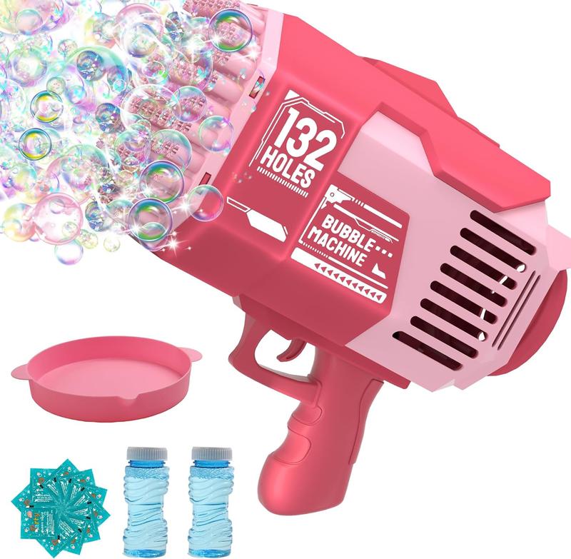 NEW 2024 Christmas Gift Gun - Upgraded 132 Holes Bubble Machine Gun, Rocket Bubble Machine with Light & Bubble Solutions, Summer Toys Bubble Blaster Maker for Kids, Wedding, Birthday Gift, Party Favors - Green