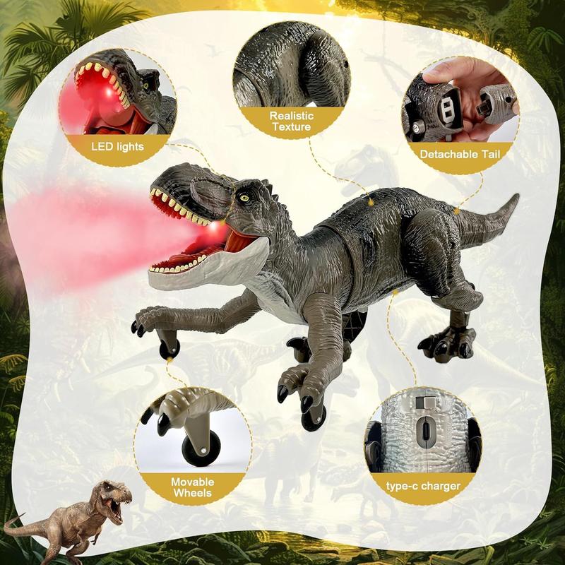 Robot Dinosaur Toy - Suitable for People Aged 4-7 Remote Control Dinosaur with Realistic Legs and Spray Stream Remote Control Dinosaur Tyrannosaurus Rex Toy Suitable for Birthday Presents for People Aged 4 5 6 7