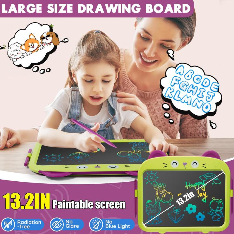 13.5-Inch LCD Writing Tablet with Adjustable Stand, Colorful Doodle Board for Kids Ages 3-6, Portable Electronic Drawing Pad, Eco-Friendly Educational Toy, Creative Drawing Tool for Boys and Girls, Perfect for Travel and Learning