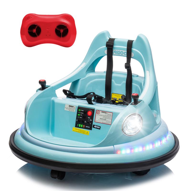 12V ride on bumper car for kids,electric car for kids,1.5-5 Years Old,W Remote Control, LED Lights, Bluetooth & 360 Degree Spin, with  Safety Belt