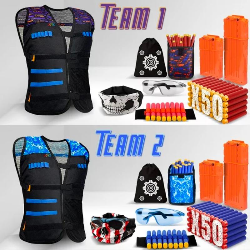 JoyX Tactical Vest Kit Action-Packed Party Supplies Foam Dart Accessories, Team Play Equipment (2 Sets) | 100 Extra Darts Included outdoor sport nerf  rebelle