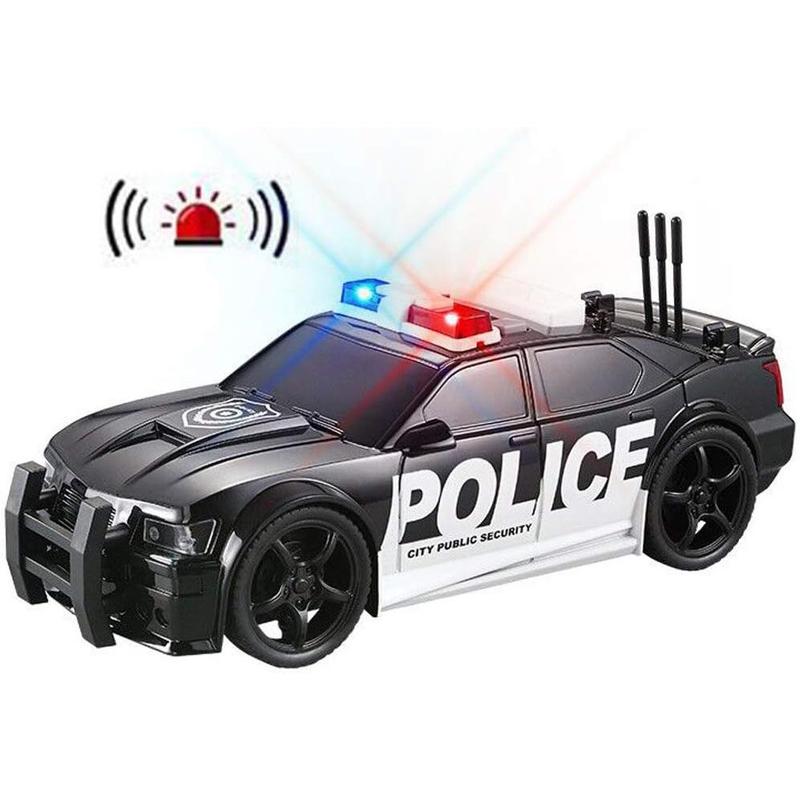 Police Car Toy Plastic Pursuit Rescue Vehicle with Sirnes Sound and Light for Kids Toddlers Boys 1:20