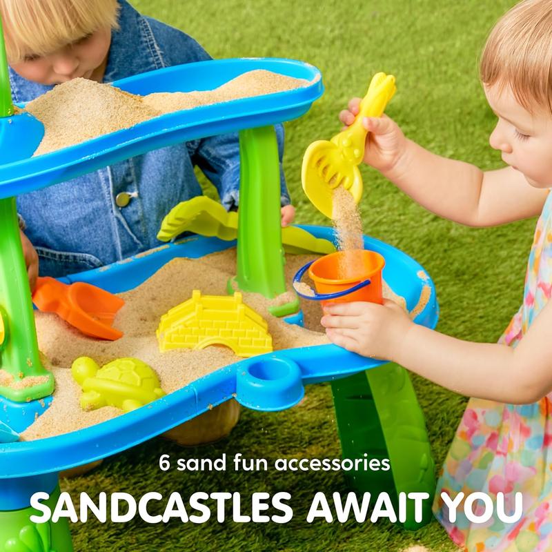  Water Table for Kids, 3-Tier Water Sand Table Outdoor Play Toys for Kids Boys Girls, Includes 18 Pcs Water & Sand Accessories, Ideal for Summer Beach Backyard Park Activities