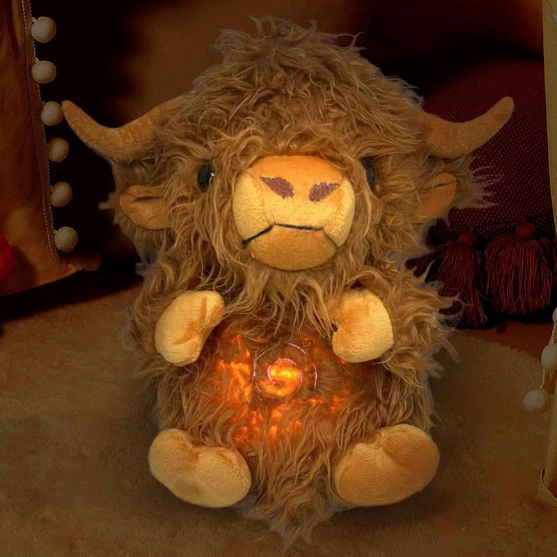 Breathing Stuffed Animal,Portable Plush Baby Toy,Soothing Breathing Stuffed Animal for Anxiety Adults and Kids, Breathing Lights and Sound Machine with Realistic