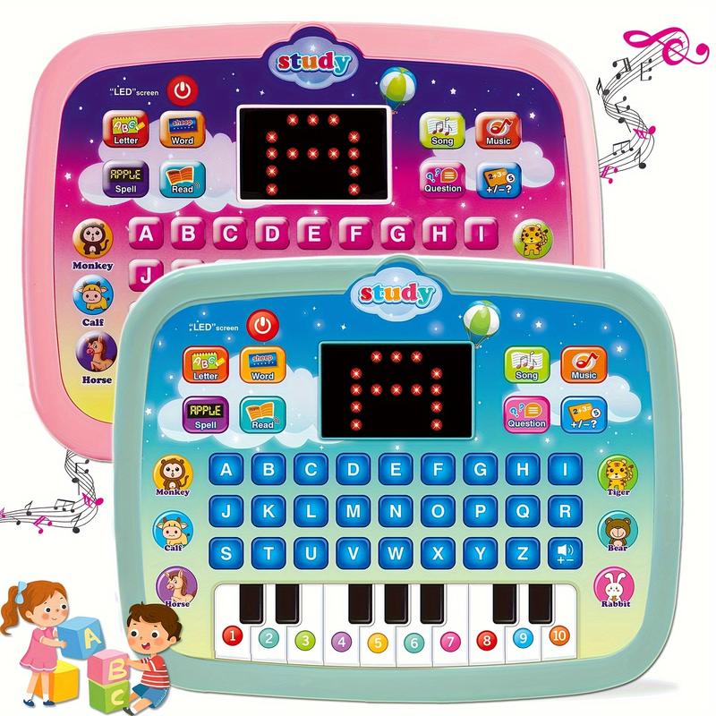 Kids Interactive Electronic Toy Tablet with LED Screen for Early Development: Teach Alphabet, Numbers, Word, Music, Math for Boys & Girls (Battery Not Included) Halloween Christmas Gift