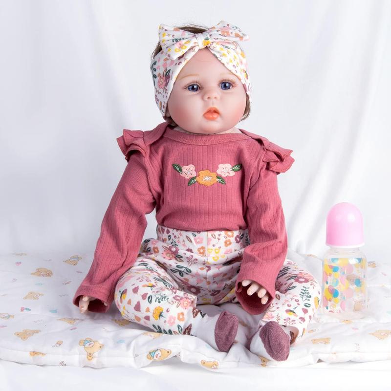 Reborn Dolls Clothes Red Outfits Suitable for 20-22inch Newborn Reborn Baby Doll Girl Clothes Accessories 4 Pieces Set