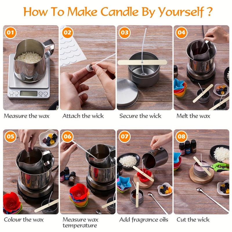 DIY Candle Making Kit, 1 Set Candle Making Kit with Essential Oil & Tools, Reusable Candle Making Supplies for Home Decor