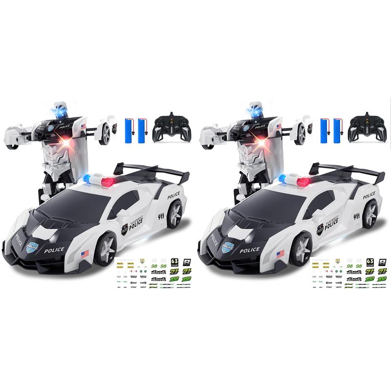 Transformable Robot RC Car+Jet RC Car 2.4GHz-1:18 Scale,Lights,Rotatable Drift,Rechargeable,Christmas Halloween Gift