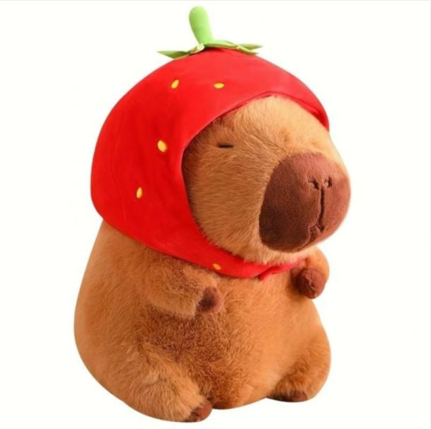 Strawberry Capybara Plush Toy, SummerGifts, Cute Capybara Anime Fluffy Toy,Creative Birthday and Holiday Gift OptionsRoom Decor, Thanksgiving, Chrismats GiftSet