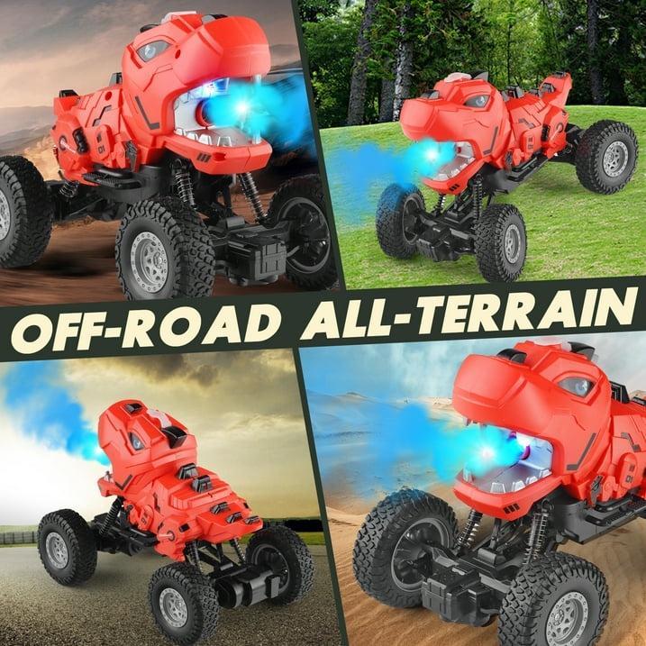 Dinosaur Mist-Spraying Remote Control Monster Truck Toy, offering an authentic dino experience and exciting remote-controlled play.