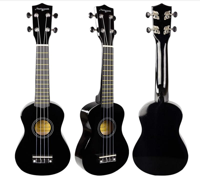 Martin Smith UK-222-BK Soprano Ukulele, Black