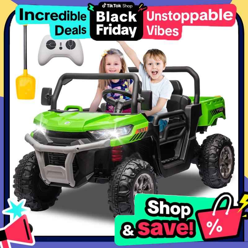 24V Ride On Truck 2 Seater Ride On UTV with 2x200W Motor Ride On Dump Truck with Dump Bed Shovel Ride On Car with Remote Control Electric Vehicle with Non-slip tyre for Boys Girls ride-on toy remote control