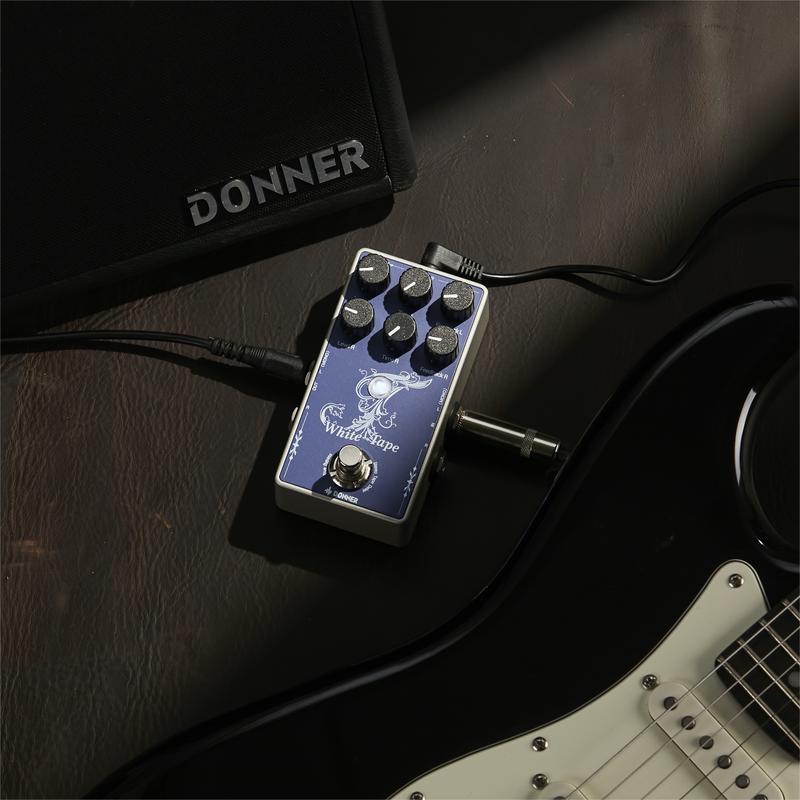 Donner Tape Delay Pedal,Stereo Delay Pedals for Electric Guitar,Analog Delay Pedal with Echo Effect, White Tape Guitar Pedal,True Bypass