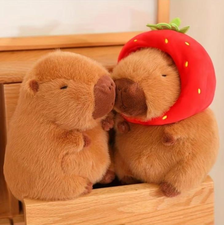 Strawberry Capybara Plush Toy, SummerGifts, Cute Capybara Anime Fluffy Toy,Creative Birthday and Holiday Gift OptionsRoom Decor, Thanksgiving, Chrismats GiftSet