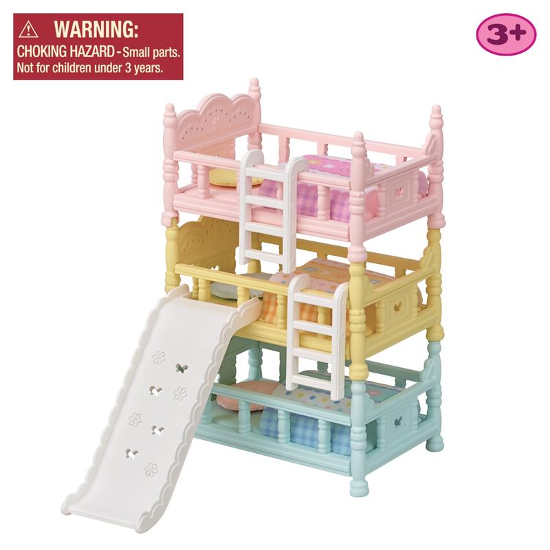 Calico Critters Triple Bunk Beds, Dollhouse Furniture Set