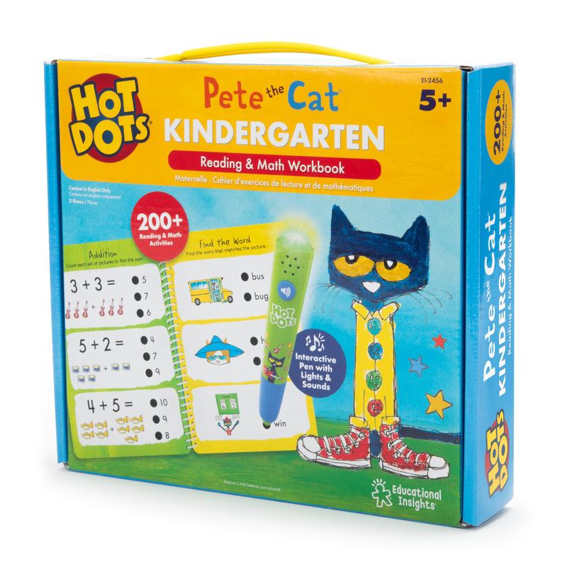 Educational Insights Hot Dots Pete the Cat Kindergarten Reading & Math, Ages 5+