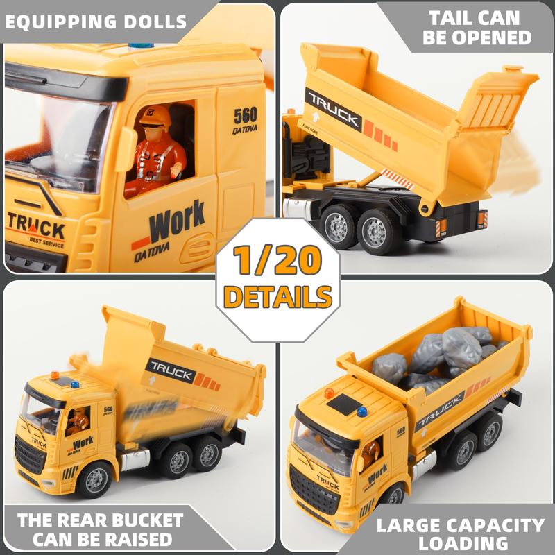 2 in 1 Remote Control Engineering Vehicle Toy Set, 1 Set Excavator & Dumper Truck Toy with Light & Music, Birthday Gift for Boys & Girls