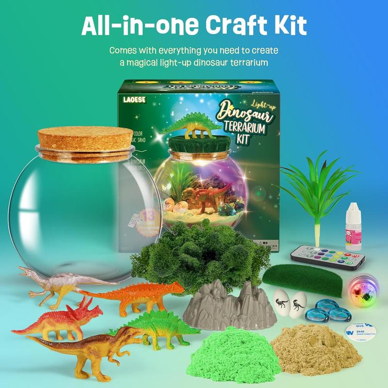 Dinosaur Gifts for Boys - Dinosaur Terrarium Kit for Kids - Birthday Gift for Boys Ages 4 5 6 7 8-12 Year Old - DIY Dinosaur Toys for Boys - Arts and Crafts Kit for Kids