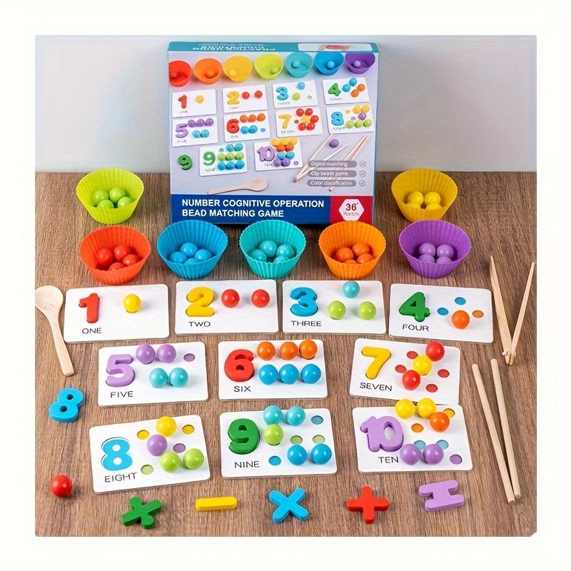 [Free Shipping] Montessori Math Children's Arithmetic Toys: Digital Cognitive Intelligence Development Education Early Education Toys, Preschool Color Point Class Children's Bead Number Matching Games, Kindergarten Educational Toys