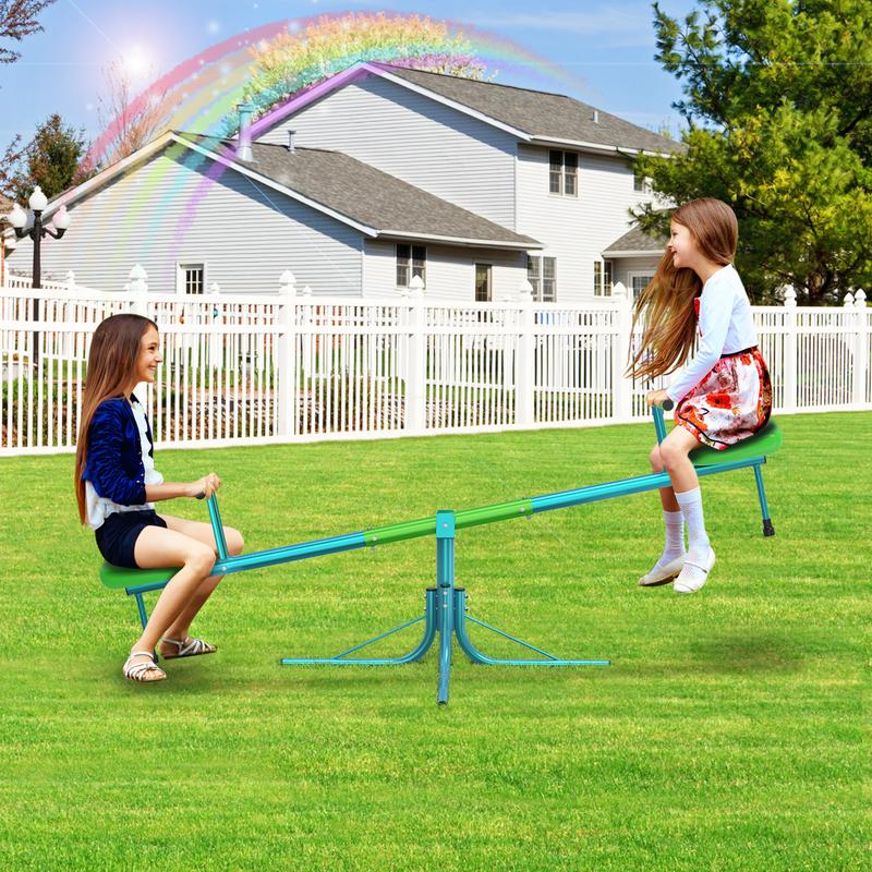 360 Lbs Capacity Seesaw for Kids - Heavy Duty Outdoor Playground Set, Swiveling 360° Rotation, Safety Certified for Ages 4-8