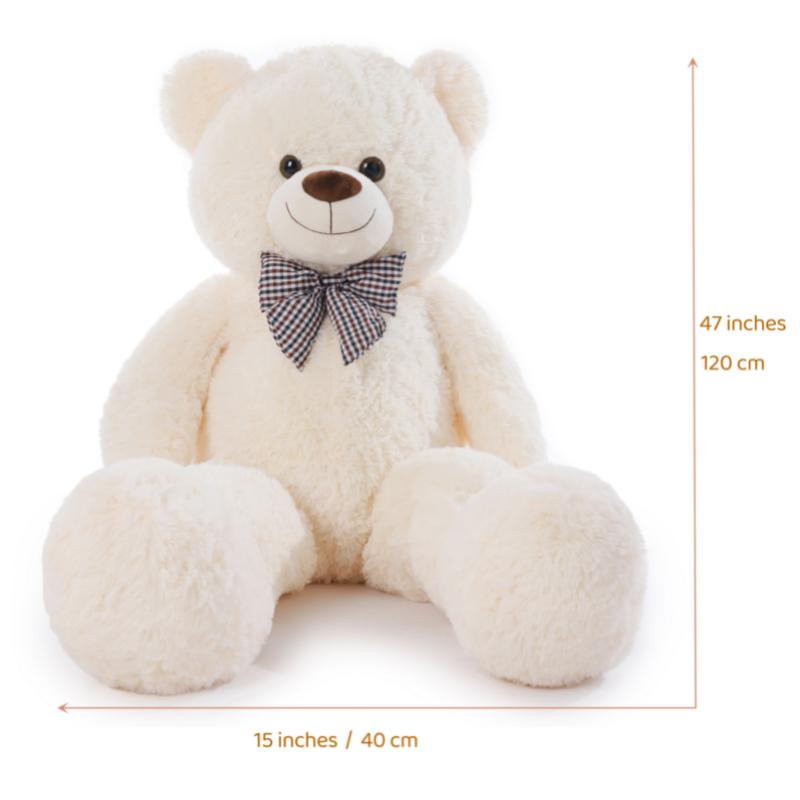 Big Teddy Bear 4Ft Giant White Soft Stuffed Animals Cute Plush Toy - For Girlfriend, Women, Kids - Perfect Valentine's Day, Christmas, Birthday Gift