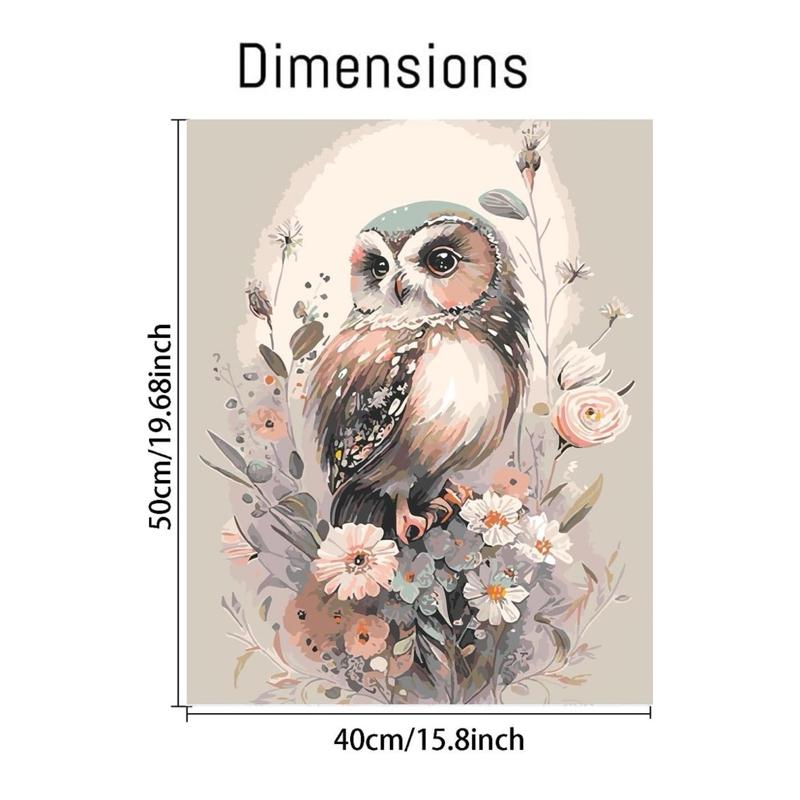 Owl Paint by Number for Adult Kit, DIY Acrylic Paint by Numbers for Adults Beginner, Owl and Flowers Oil Painting by Number on Canvas for Home Wall Decor 16x20inch