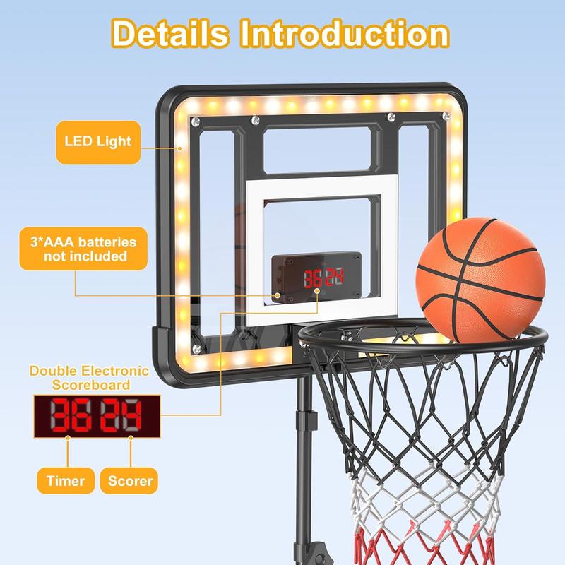 Kids Basketball Stand with Scoreboard and Timer, Adjustable Height 3ft - 5.8ft Basketball Stand Toy, Sports Games for Boys Aged 3 4 5 6 7 8