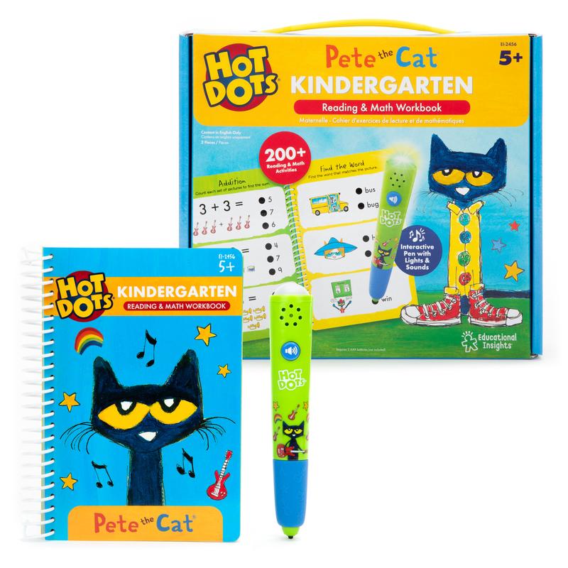 Educational Insights Hot Dots Pete the Cat Kindergarten Reading & Math, Ages 5+