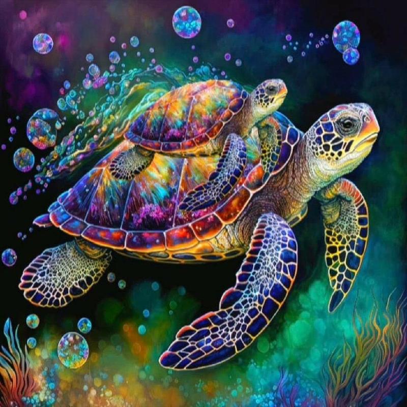 Sea ​​Turtle Pattern DIY Diamond Arts Colorful Painting Without Frame, 5D Diamond Arts Colorful Painting Kits For Adults & Kids, DIY Decor Painting For Home, Christmas Gift