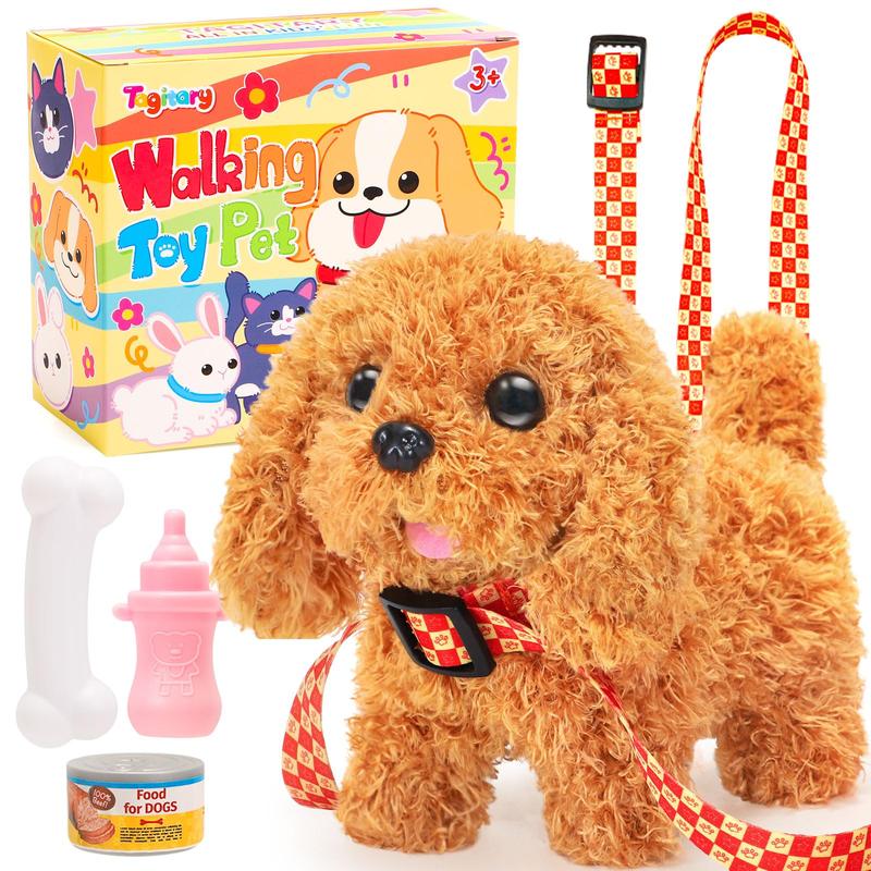 Plush Toys Puppy Electronic Toy Dogs That Walk and Bark,Tail Wagging Fake Dog Interactive Dog Toy with Leash,Easter Christmas Birthday Gift