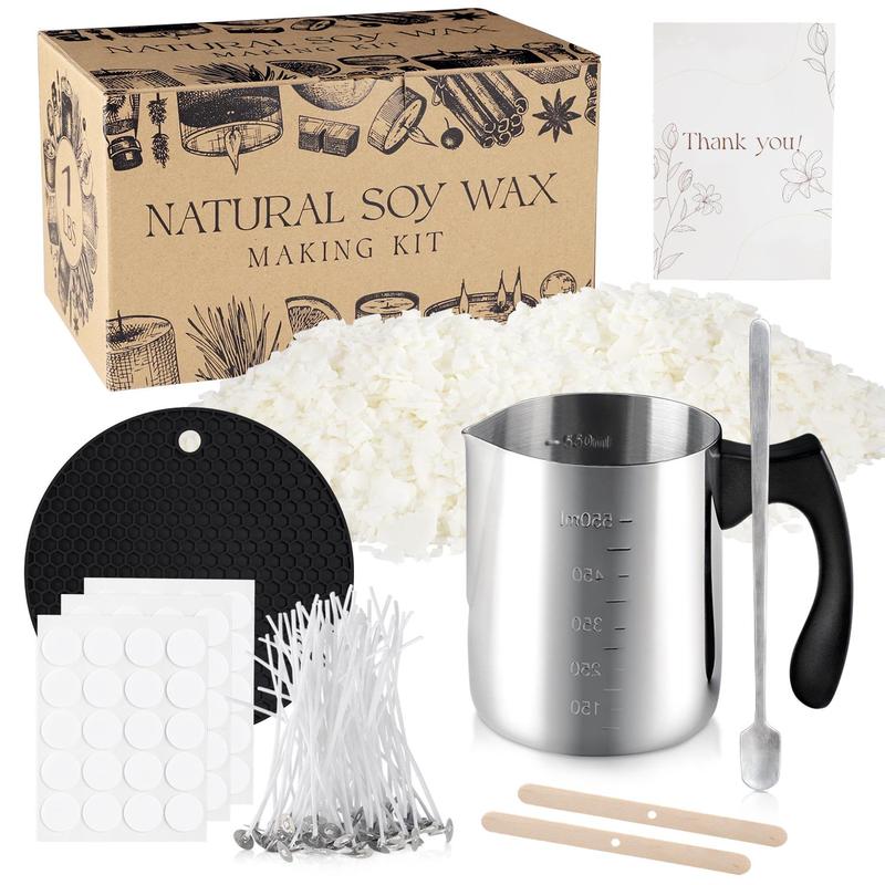 Natural Soy Wax Making Kit, 1 Box DIY Candle Making Kit with Cup, Candle Wick Holder, Candle Dye Chips, Candle Making Supplies for Beginners