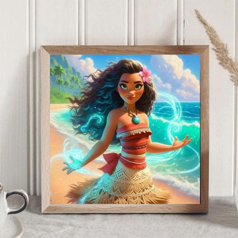 Moana Pattern DIY Diamond Arts Colorful Painting Kit without Frame, 5D DIY Diamond Decor Painting by Numbers Kit, DIY Wall Art Decor