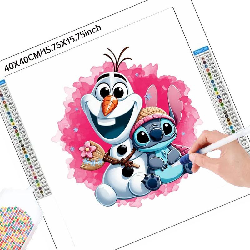 Olaf & Stitch Pattern Diamond Arts Colorful Painting Kit without Frame, DIY 5D Cartoon Diamond Arts Crafts Kit, Wall Art Decoration for Home Bedroom