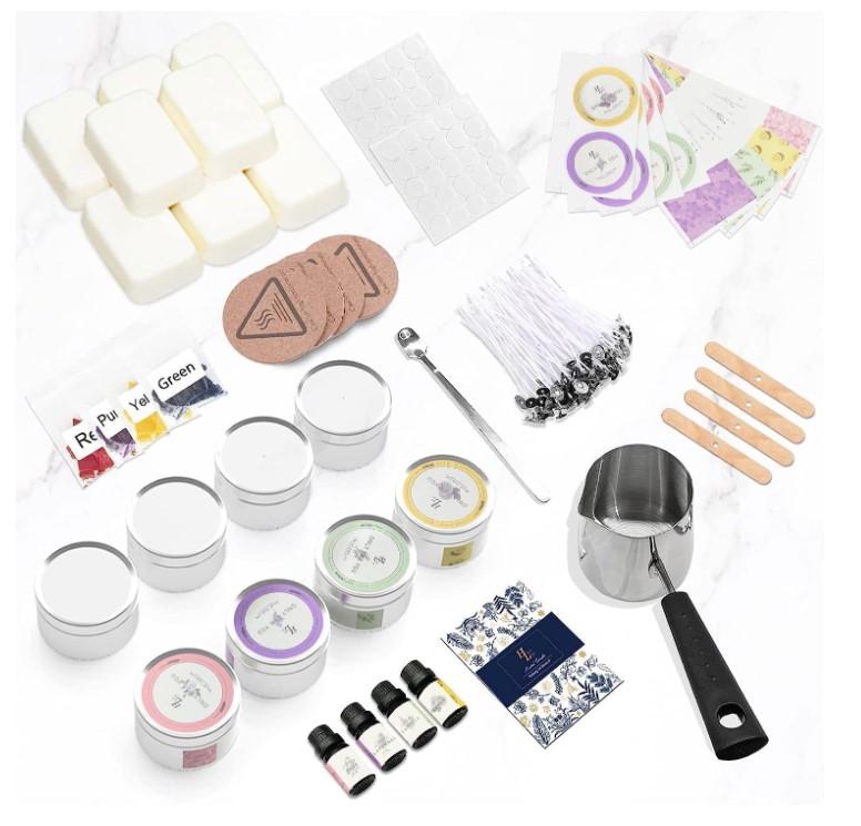 Complete Candle Making Kit for Adults Kids,Candle Making Supplies Include Soy Wax for Candle Making,Fragrance Oils Candle Wicks Dyes Jars Melting Pot,DIY Starter Scented Adults Beginners Craft Kits