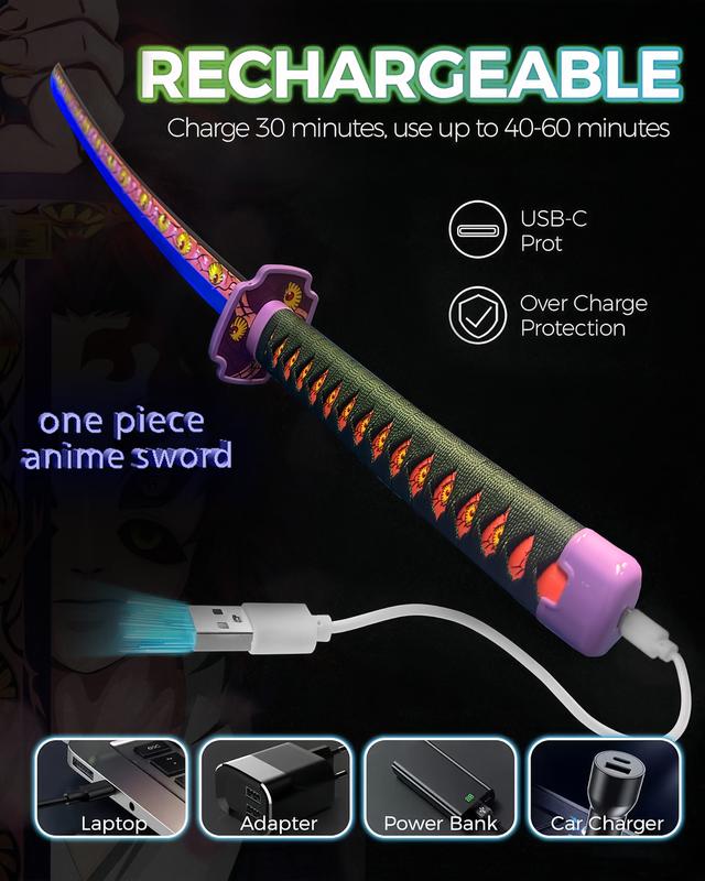 2.0 Upgraded Light Up Demon Slayer Kokushibo Sword - 40 inches Plastic Anime cosplay prop