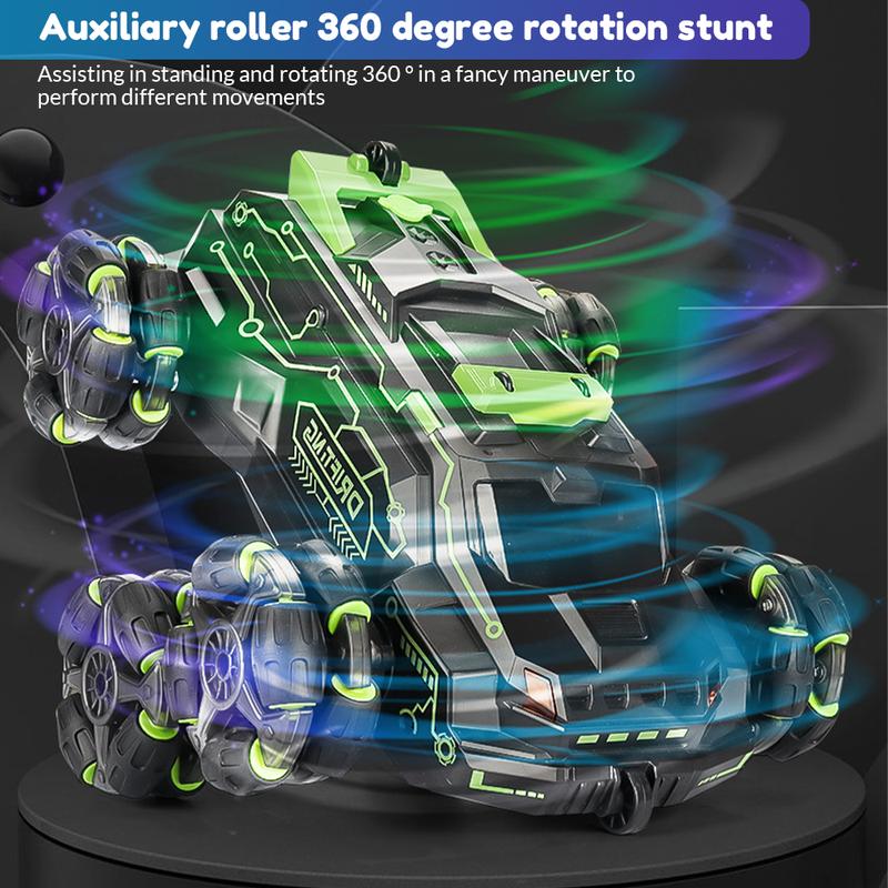 RC Car Rechargeable USB 6 Wheels Drive Smoke Light Dual Grip Remote Control Hand Gesture Sensor an Off Road Climbing Drift Stunt 360 Degree Rotating Flipping Back Car JC03