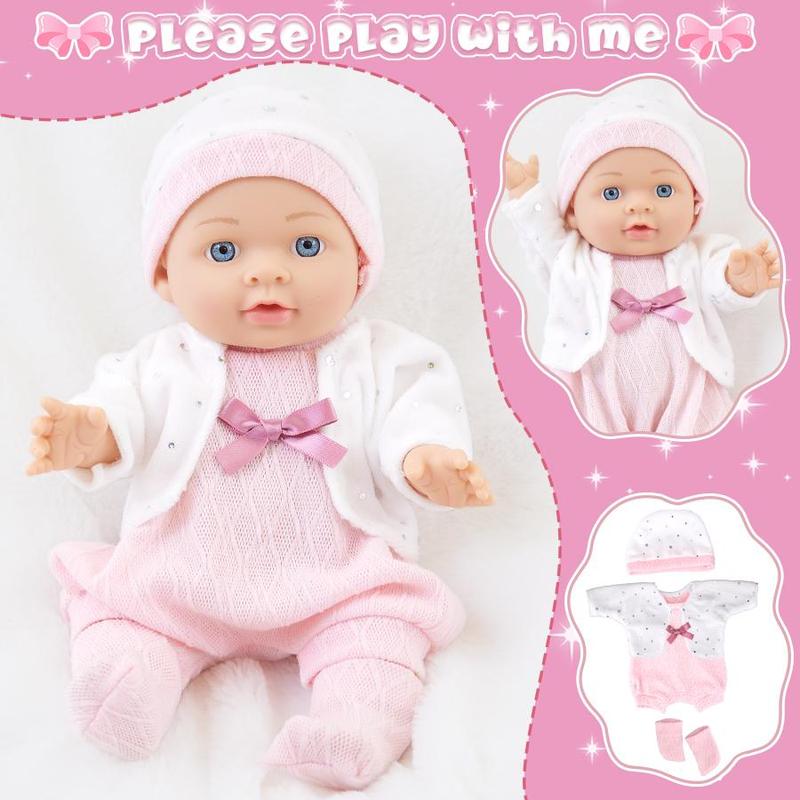 12 Inch Reborn Baby Doll with Clothes, 1 Set Cute Realistic Reborn Doll with Accessories, Birthday Gift for Girls & Boys